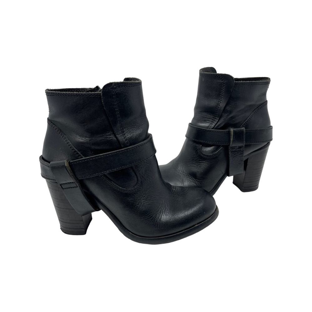 Allsaints Black Jules Leather boots with leather harness details  sz 39